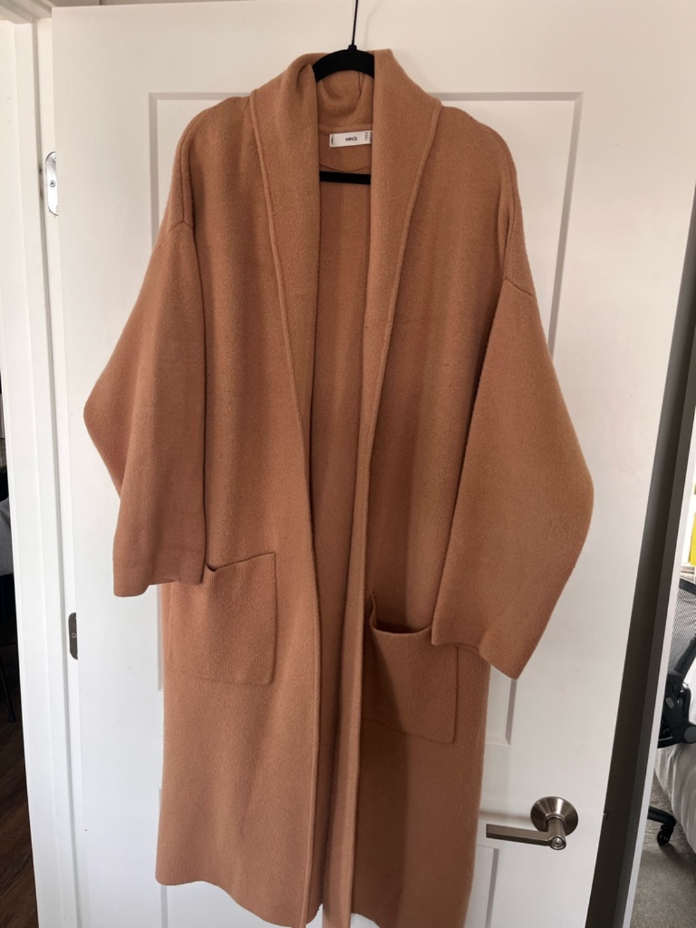 MANGO - Camel Long Knit Coatigan - US S-M (EUR M-L)